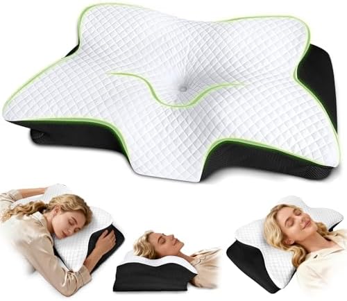 Memory Foam Cervical Neck Pillow for Neck Pain Relief, Black