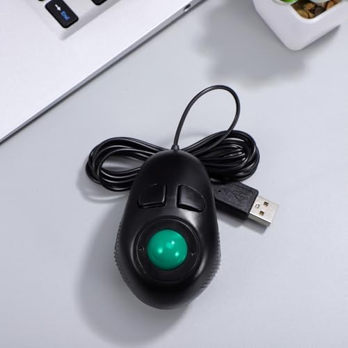 Gadpiparty Portable 4D Wired USB Mini Trackball Mouse Handheld Ergonomic Design 3-Button Plug and Play for Laptop and Computer