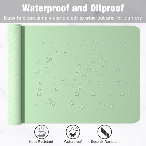 Hsurbtra Desk Pad, 48" x 17" PU Leather Desk Mat, XXXL Extended Mouse Pad, Waterproof Desktop Blotter Protector, Non-Slip Ultra Thin Large Laptop Keyboard Writing Mat for Office Home, Lake Green