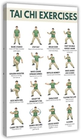 Tai Chi Exercise for Men Tai Chi Walking Exercise Chart for Men Canvas Poster Wall Art for Living Room Bedroom Decor Frame 12x18inch