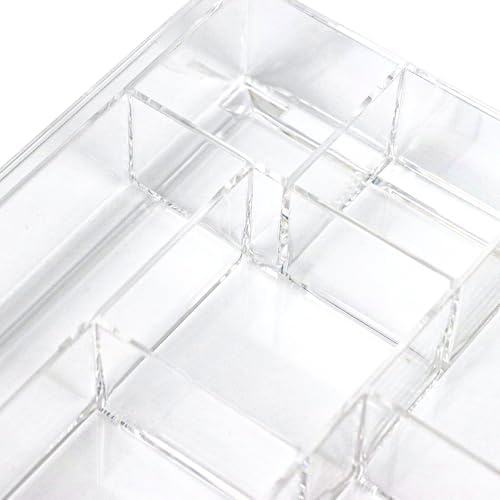 ZEXALOR 8-Section Clear Drawer Organizer, Large Acrylic Drawer Divider Tray for Desk,Bathroom,Office Makeup,Junk, Plastic Drawers Organizer 13.7" x 8.7" x 2" (8-Section)