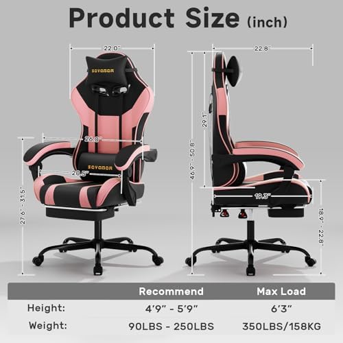Ergonomic Gaming Chair,A Versatile 3-in-1 Video Game Chair for Work, Study, and Gaming,Features an Adjustable Backrest, Footrest, and Linked Armrests Office Chair for Adults,Blackpink