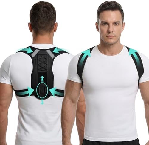 Gymgoer‘s Back Posture Corrector For Men With Large Support Plate. Dual Adjustment Upper Back Posture Corrector To Open Shoulders. Breathable For Better Gym Form & Efficiency