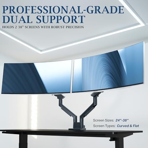 VIVO PRO Premium Black Dual Ultrawide Desk Mount, 24-38" Screen, PRO-ST245B