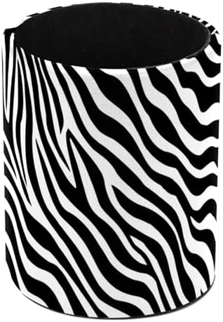 Leather Pen Holder for Desk, Zebra Print Pencil Cup Pen Organizer Makeup Brush Holder for Office Home Kids Countertop Desk Accessory Storage