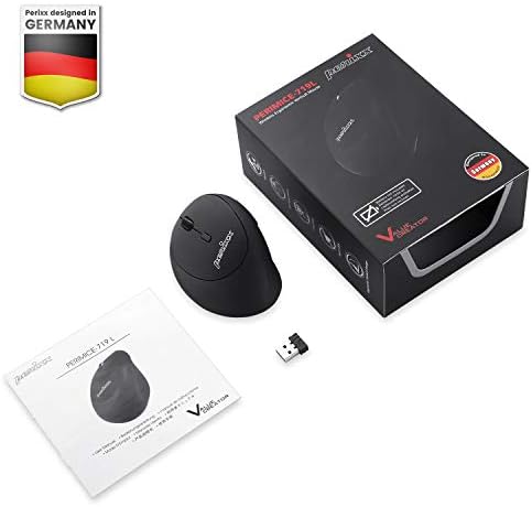 Perixx Perimice-719L, Left Handed Wireless Vertical Mouse, Portable Size for Laptops Computer, 3 Level DPI
