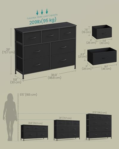 SONGMICS Dresser for Bedroom, Wide Dresser with 7 Fabric Drawers