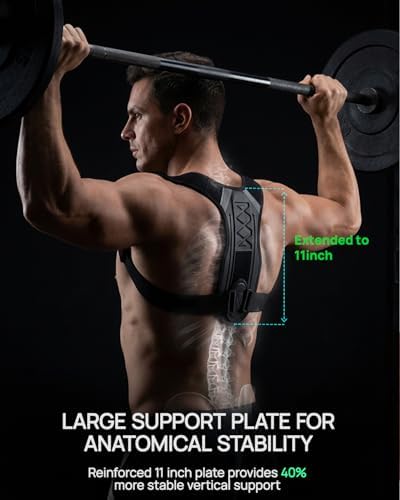 Gymgoer‘s Back Posture Corrector For Men With Large Support Plate. Dual Adjustment Upper Back Posture Corrector To Open Shoulders. Breathable For Better Gym Form & Efficiency