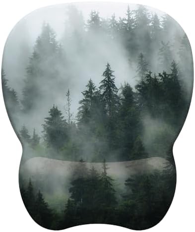 Mouse Pad with Wrist Support, Ergonomic Mousepad with Comfortable Memory Foam Wrist Rest Cushion, Relieve Wrist Pain, Non-Slip Rubber Base Gaming Mice Pad for Home Office Computer Laptop, Forest
