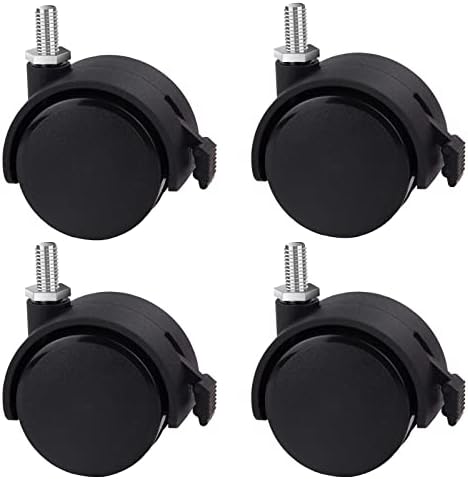 Guildrey Threaded Caster, M8-1.25 Swivel Stem for Replacement, Set of 4 Office Chair Wheels Twin Caster Wheels with Locking Brake