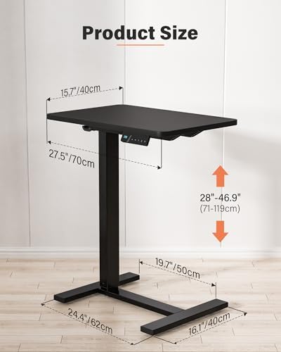 FiCiHi 28 Inch Small Electric Standing Desk, Adjustable Mobile Laptop Desk