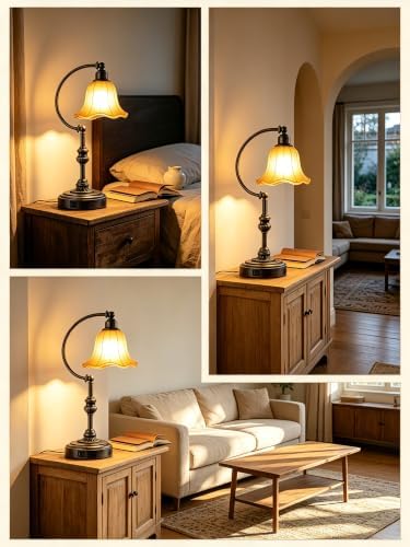 RORIA Touch Farmhouse Table Lamp for Living Room with USB C+A Ports
