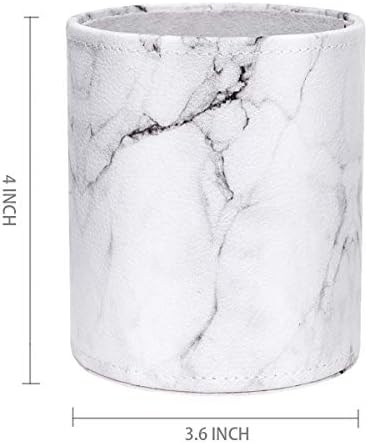 Pen Holder, Cup for Desk Marble Pattern Pencil Holder for Adults Kids Luxury Leather Desk Organizer Makeup Brush Holder for Office, Classroom, Home, Marble