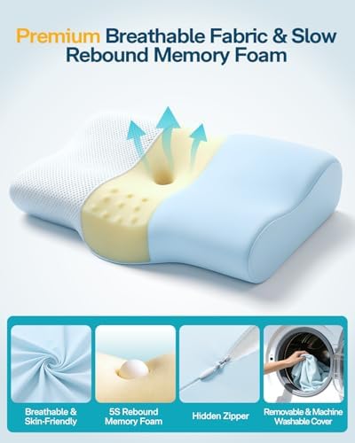 Cervical Pillow for Neck Pain Relief, Ergonomic Neck Pillow for Sleeping