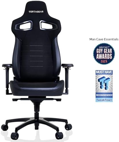 Vertagear PL4800 Ergonomic Big & Tall Gaming Chair Featuring ContourMax Lumbar & VertaAir Seat Systems - RGB LED Kits Upgradeable - Carbon Black