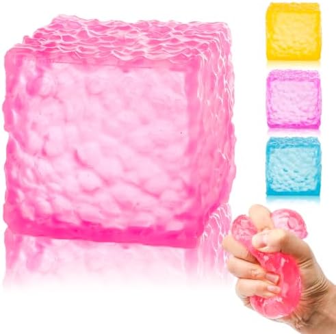 Stress Cube Squishy Ball, Large Pink Fidget Toy for Kids with Autism