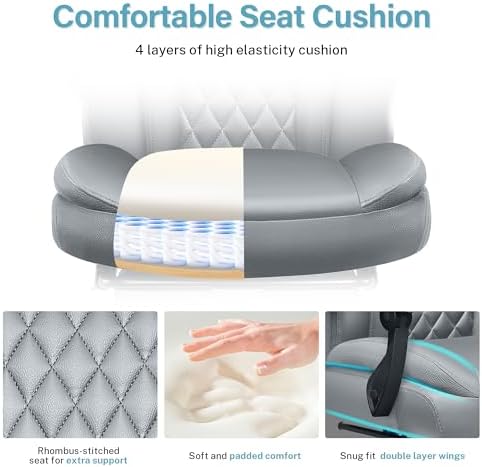 Executive Leather Office Chair, Big and Tall Office Chair with Footrest Home Office Desk Chairs, Ergonomic Computer Desk Chair with Lumbar Support, Reclining Desk Chair with Adjustable Angle