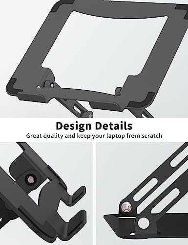 SOUNDANCE Adjustable Laptop Stand for Desk, Metal Riser 10-15.6", Black
