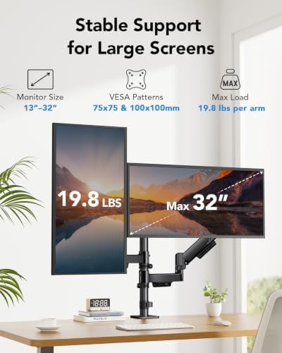 HUANUO Dual Monitor Stand, Stacked Monitor Mount for 13-32″ Screens