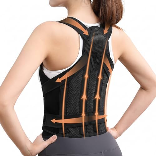 Posture Corrector for Women & Men Adjustable Back Brace for Upper & Lower Back Pain Relief, Spine Alignment & Shoulder Support Breathable Mesh, Improves Posture & Confidence (Medium)