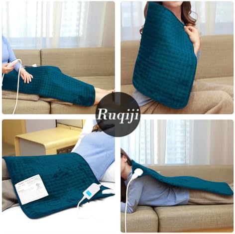 Ruqiji 17''x33'' XXXL King Size Heating Pad with 10 Temperature Settings, Pain Relief for Back/Neck/Shoulders/Menstrual Pain/Leg Cramp(Dark Teal)