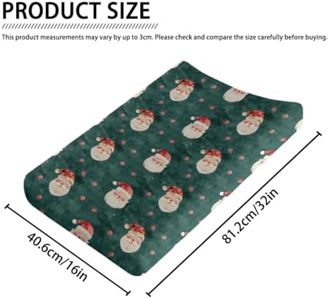 Watercolor Christmas Winter Holiday Theme Pattern Baby Changing Pad Cover, Unisex Christmas Nursery Diaper Changing Table Pad Mat Sheet for Boys Girls-16x32