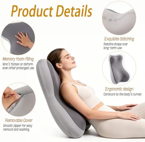 2-in-1 Neck and Lumbar Support Pillow Recliner Back Cushion with Cover High Density Foam, Removable Washable Cover, Ergonomic Support for Office Chair Glider Rocker Back Neck Pain Relief