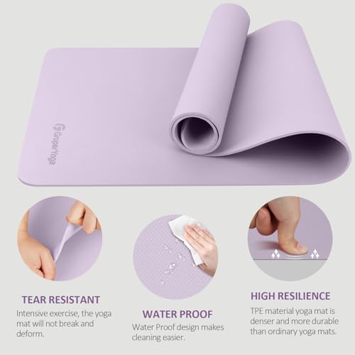 Gruper Yoga Mat Non Slip, Anti-Tear Workout Mat with Carrying Strap and Bag