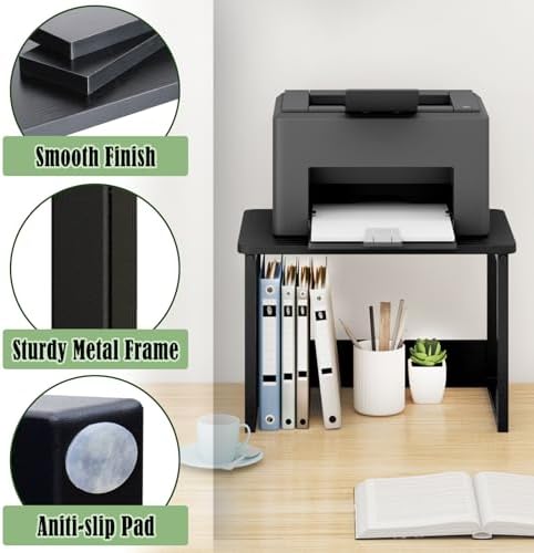 Printer Stand for Desk, 17.1"x12.4" Desktop Printer Stand Shelf Organzier