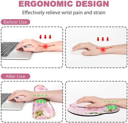 Ergonomic Mouse Pad with Wrist Rest and Keyboard Wrist Rest, Mousepad
