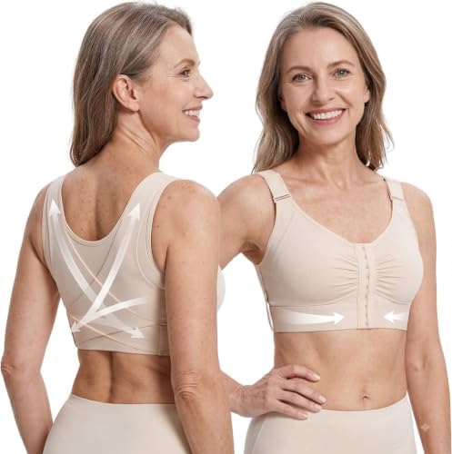 Fit Geno Posture Bra for Seniors, Wireless Front Closure Back Support Bra