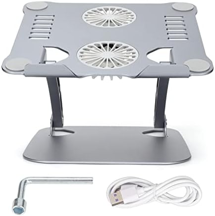 Aluminum Alloy Laptop Stand with Cooling Fans Foldable, Height for 10 17.3in Laptops Powerful Cooling, Ergonomic, Portable and Sturdy (Deep Space Gray)