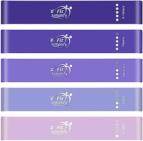 Fit Simplify Resistance Loop Exercise Bands with Instruction Guide and Carry Bag, Set of 5