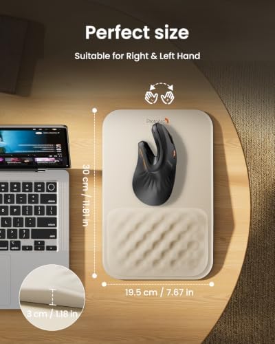 ProtoArc MP50 Ergonomic Mouse Pad with Wrist Support, Lycra Surface, Beige