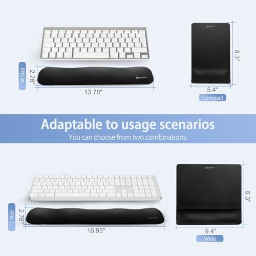 univo colors Wide Size Mouse Pad with Wrist Rest & L-Size Keyboard Wrist Rest Set,Premium PU Material,Low-Rebound Cushion,Ergonomic Design,Smooth Mouse Control with Hard Plate,Reduces Fatigue,White