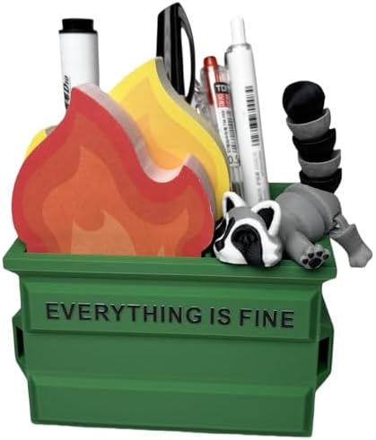 Funny Garbage Can Fire Pen Holder 300 Sticky Notes -Gag Gifts for Coworkers