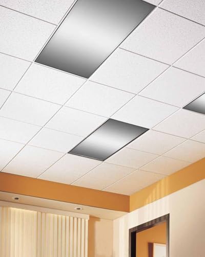 Grey Minimalist Geometric Gradual Solid White Magnetic Fluorescent Light Covers for Ceiling Lights 2 x 4 Feet, Office Classroom Kitchen Drop Ceiling Light Covers Lighting Filters Shade Panel 4 Packs