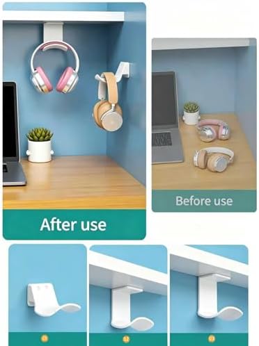 2-Pack Under Desk Headphone Hanger Adhesive Headset Holder Mount
