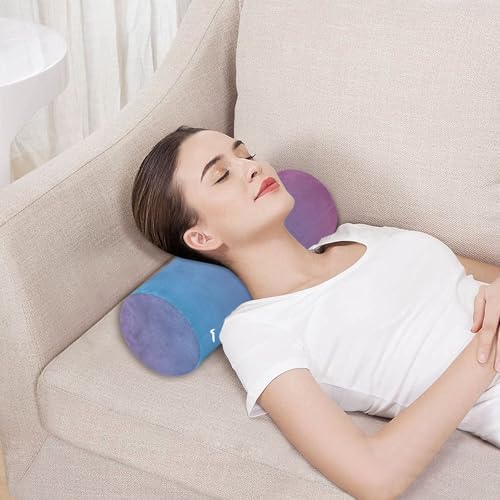 Round Bolster Pillow Cervical Neck Roll Pillow Round Pillows Decorative Throw Pillows Cylinder Cover Neck Support Pillow Blue Gradient Design