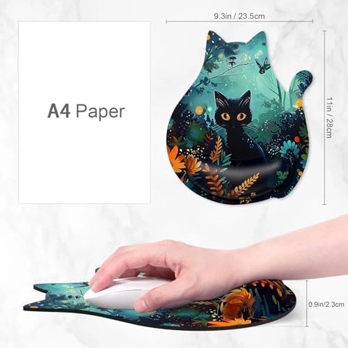 Ergonomic Mouse Pad with Wrist Rest, Cute Cat Memory Foam Padded Pain Relief Non-Slip Wrist Support Mouse Mat for Gaming Work Computer Laptop, Funny Office Supplies Desk Accessory, Pretty Cat