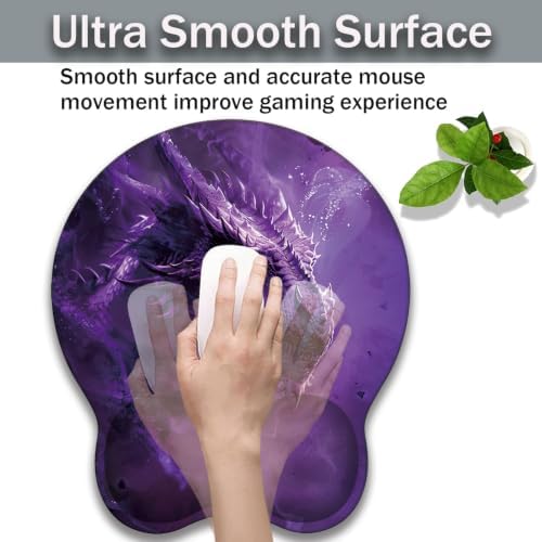 Ergonomic Keyboard Wrist Rest & Mouse Wrist Support Set with Lace Coaster, Gel Memory Foam Anti-Slip Base, Pain Relief for Typing, Purple Dragon
