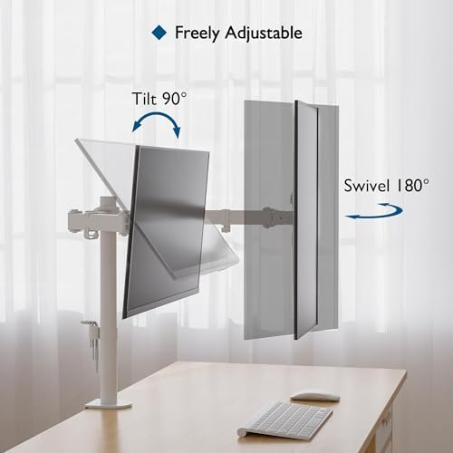 BONTEC Dual Monitor Desk Mount, 13-27 Inch, 22lbs, VESA 75x75/100x100,White
