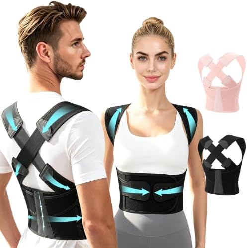 Back Brace Posture Corrector for Women and Men Upgraded Dynamic Traction Correction System Adjustable Shoulder Support Straightener Helps Reduce Upper Lower Back Pain Suitable for Hump Scoliosis Black Large