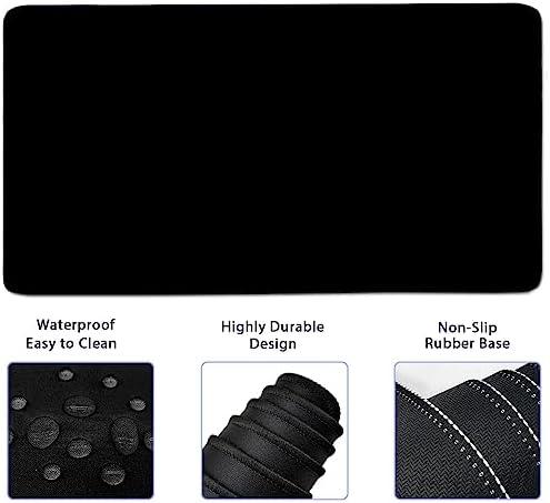 4-in-1 Large Gaming Mouse Pad, Keyboard Wrist Rest Pad & Wrist Support Mousepad Set, Extended Desk Pad Waterproof Desk Mat for Home Office Study Game-Black