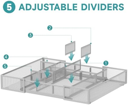 Expandable Desk Drawer Organizer, 10 Adjustable Compartments, White