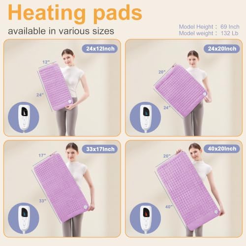 Heating Pad,Electric Heating Pads,Heating Pad for Back,Lavender,24x12 Inch
