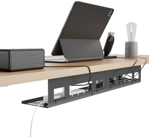 PEGZONE Under Desk Cable Management Tray, 31.5'' Screw-Mount Steel Rack