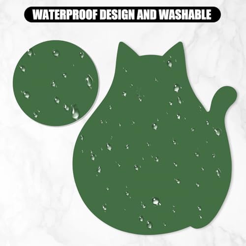 Funny Mouse Pad Cute Cat Shape Office Desk Accessories Decor for Women 9.65 x 8 Inch Small Mousepad with Non-Slip Rubber Base Washable Waterproof, Forest Green