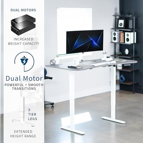 VIVO Dark Gray 63 x 32 in Standing Desk, DESK-KIT-2W1G