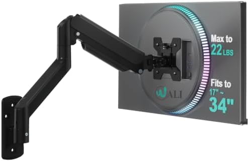 WALI Single Monitor Wall Mount for 17-34 inch Computer Screens，up to 22 lbs